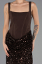 Robe de Soirée Longue Squameuse Brun ABU6650