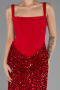 Robe de Soirée Longue Squameuse Rouge ABU6650