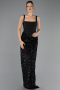 Robe de Soirée Longue Squameuse Noir ABU6650