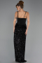 Robe de Soirée Longue Squameuse Noir ABU6650