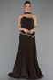 Robe de Soirée Longue Mousseline Brun ABU6651