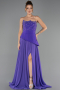 Robe De Soirée Mousseline Longue Violet ABU6018
