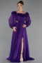 Robe de Soirée Longue Mousseline Violet ABU6654