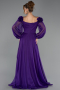 Robe de Soirée Longue Mousseline Violet ABU6654