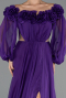Robe de Soirée Longue Mousseline Violet ABU6654