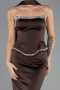 Robe de Soirée Longue Satin Brun ABU6655