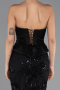 Robe de Soirée Longue Dantelle Noir ABU6656