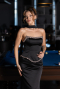 Robe de Soirée Longue Satin Noir ABU6655