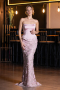 Robe de Soirée Longue Dantelle Poudre ABU6656