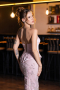Robe de Soirée Longue Dantelle Poudre ABU6656