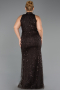 Robe De Soirée Grande Taille Longue Perlé Brun foncé ABU5063