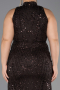 Robe De Soirée Grande Taille Longue Perlé Brun foncé ABU5063