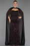 Robe de Soirée Grande Taille Longue Perlé Brun ABU6545