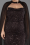 Robe de Soirée Grande Taille Longue Perlé Brun ABU6545