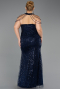 Robe De Soirée Grande Taille Longue Perlé Bleu Marine ABU6632