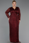 Robe De Soirée Grande Taille Longue Rouge Bordeaux ABU6609