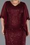 Robe De Invitation Grande Taille Midi Perlé Rouge Bordeaux ABK2693
