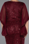 Robe De Invitation Grande Taille Midi Perlé Rouge Bordeaux ABK2693