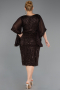 Robe De Invitation Grande Taille Midi Perlé Brun ABK2693