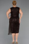 Robe De Invitation Grande Taille Midi Perlé Brun ABK2698