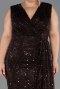 Robe De Invitation Grande Taille Midi Perlé Brun ABK2698