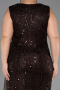 Robe De Invitation Grande Taille Midi Perlé Brun ABK2698
