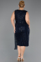 Robe De Invitation Grande Taille Midi Perlé Bleu Marine ABK2698
