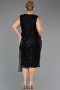 Robe De Invitation Grande Taille Midi Perlé Noir ABK2698
