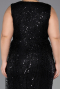 Robe De Invitation Grande Taille Midi Perlé Noir ABK2698