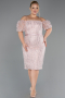 Robe De Invitation Grande Taille Midi Perlé Poudre ABK2689