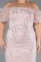 Robe De Invitation Grande Taille Midi Perlé Poudre ABK2689