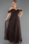 Robe Grande Taille Longue Perlé Brun ABU6347
