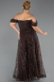 Robe Grande Taille Longue Perlé Brun ABU6347