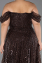 Robe Grande Taille Longue Perlé Brun ABU6347