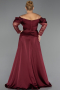 Robe Grande Taille Satin Longue Rouge Bordeaux ABU5261