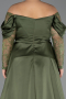 Robe Grande Taille Longue Satin Kaki ABU5261