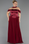 Robe De Soirée Grande Taille Mousseline Longue Rouge Bordeaux ABU5551