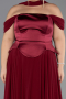 Robe De Soirée Grande Taille Mousseline Longue Rouge Bordeaux ABU5551