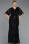 Robe De Soirée Grande Taille Longue Squameuse Noir ABU6373