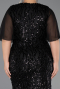 Robe De Soirée Grande Taille Longue Squameuse Noir ABU6373