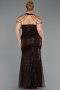 Robe De Soirée Grande Taille Longue Perlé Brun ABU6632