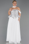 Robe Grande Taille Longue Mousseline Blanc ABU6535