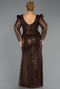 Robe De Soirée Grande Taille Longue Perlé Brun ABU6661
