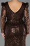 Robe De Soirée Grande Taille Longue Perlé Brun ABU6661