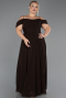 Robe De Soirée Grande Taille Longue Mousseline Brun ABU6646