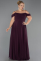 Robe De Soirée Grande Taille Longue Mousseline Violet ABU6646
