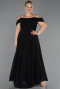 Robe De Soirée Grande Taille Longue Mousseline Noir ABU6646