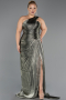 Robe de Soirée Grande Taille Longue Mousseline Kaki ABU6631