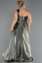 Robe de Soirée Grande Taille Longue Mousseline Kaki ABU6631
