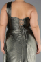 Robe de Soirée Grande Taille Longue Mousseline Kaki ABU6631